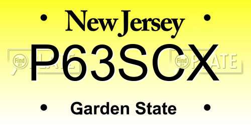 P63SCX New Jersey License Plate