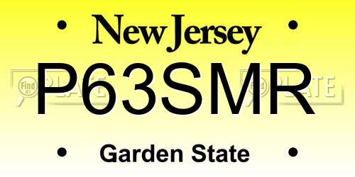 P63SMR New Jersey License Plate