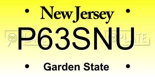 P63SNU New Jersey License Plate