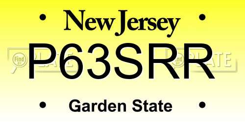 P63SRR New Jersey License Plate