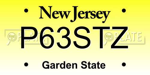 P63STZ New Jersey License Plate