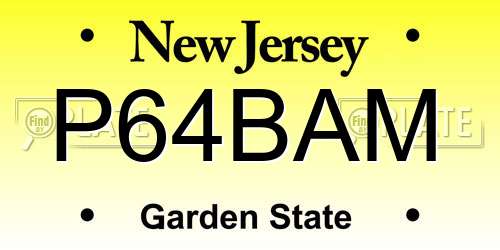 P64BAM New Jersey License Plate