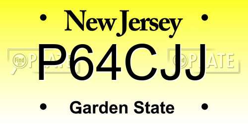 P64CJJ New Jersey License Plate