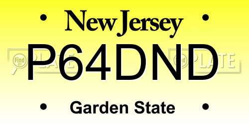 P64DND New Jersey License Plate