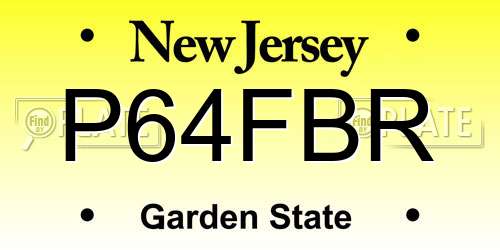 P64FBR New Jersey License Plate
