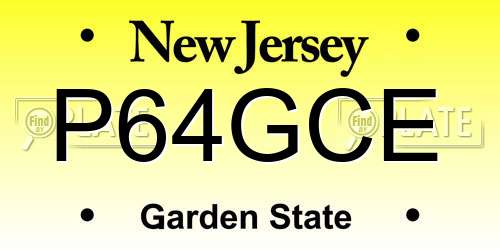 P64GCE New Jersey License Plate