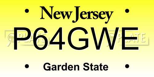 P64GWE New Jersey License Plate