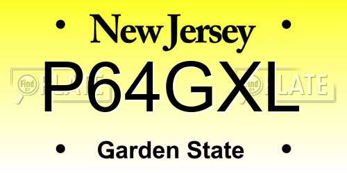P64GXL New Jersey License Plate