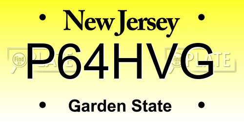 P64HVG New Jersey License Plate