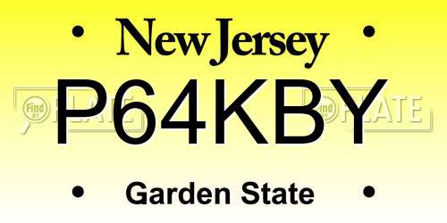 P64KBY New Jersey License Plate