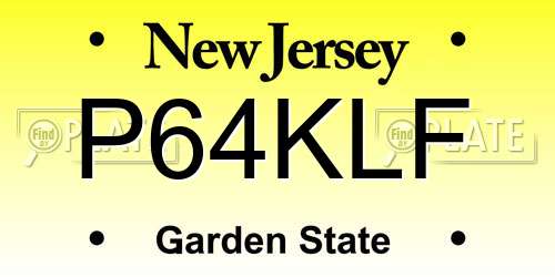 P64KLF New Jersey License Plate