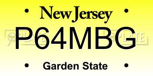 P64MBG New Jersey License Plate