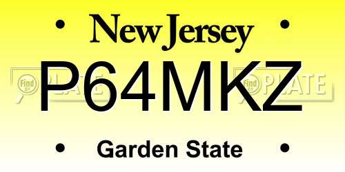 P64MKZ New Jersey License Plate