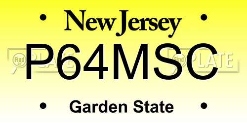 P64MSC New Jersey License Plate