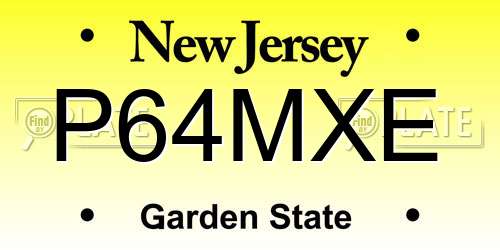 P64MXE New Jersey License Plate