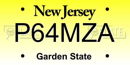 P64MZA New Jersey License Plate