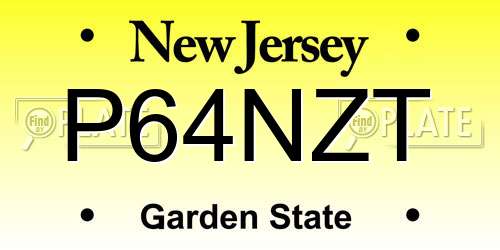 P64NZT New Jersey License Plate