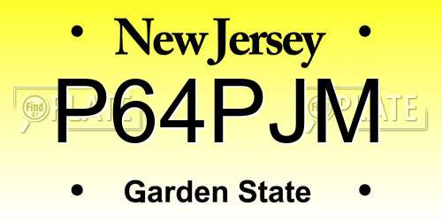 P64PJM New Jersey License Plate