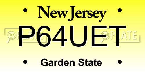 P64UET New Jersey License Plate