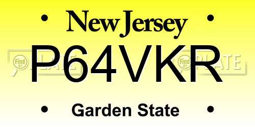 P64VKR New Jersey License Plate