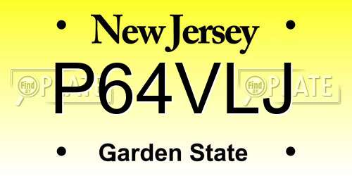 P64VLJ New Jersey License Plate