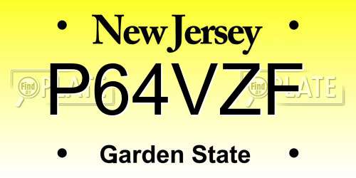 P64VZF New Jersey License Plate