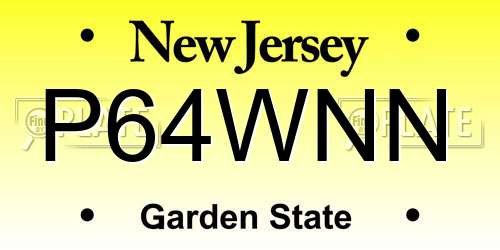 P64WNN New Jersey License Plate