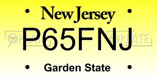P65FNJ New Jersey License Plate