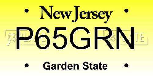 P65GRN New Jersey License Plate