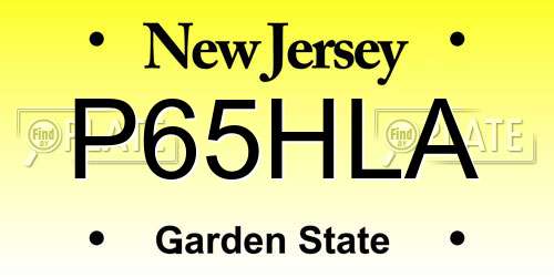 P65HLA New Jersey License Plate