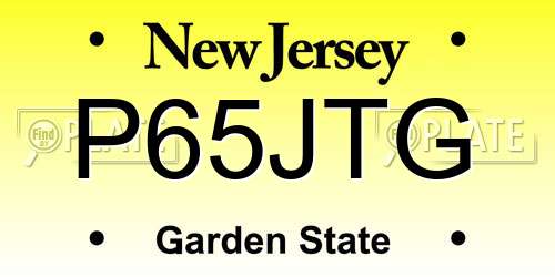 P65JTG New Jersey License Plate