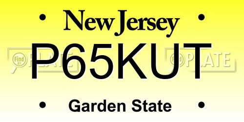 P65KUT New Jersey License Plate