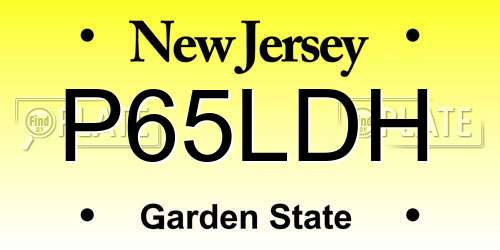 P65LDH New Jersey License Plate