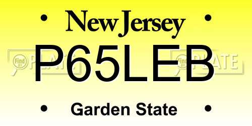P65LEB New Jersey License Plate