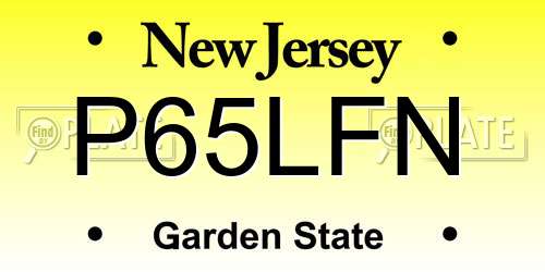 P65LFN New Jersey License Plate