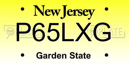 P65LXG New Jersey License Plate