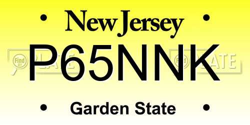 P65NNK New Jersey License Plate