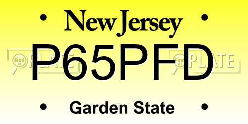 P65PFD New Jersey License Plate