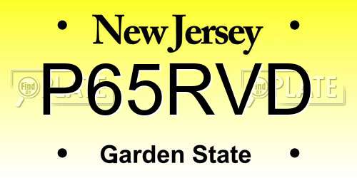 P65RVD New Jersey License Plate