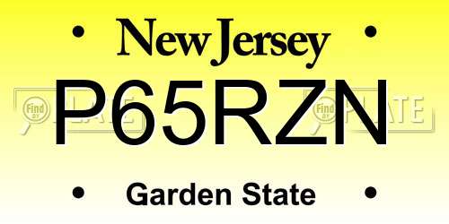 P65RZN New Jersey License Plate