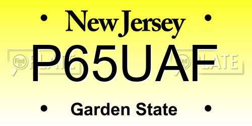 P65UAF New Jersey License Plate