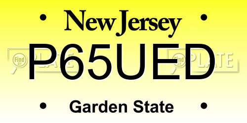 P65UED New Jersey License Plate
