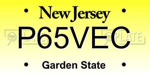 P65VEC New Jersey License Plate