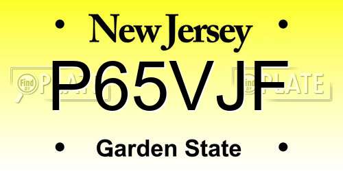P65VJF New Jersey License Plate