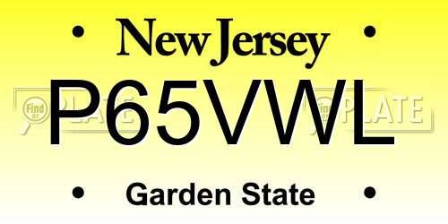 P65VWL New Jersey License Plate