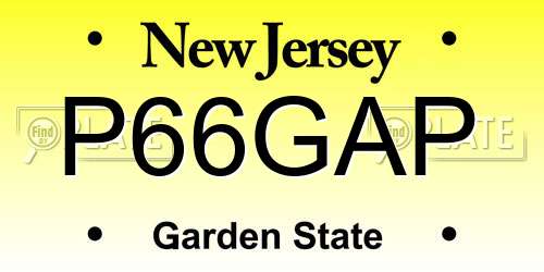 P66GAP New Jersey License Plate