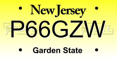 P66GZW New Jersey License Plate