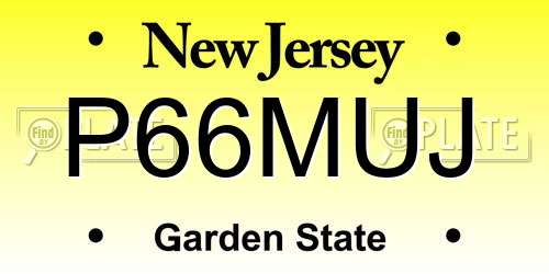 P66MUJ New Jersey License Plate