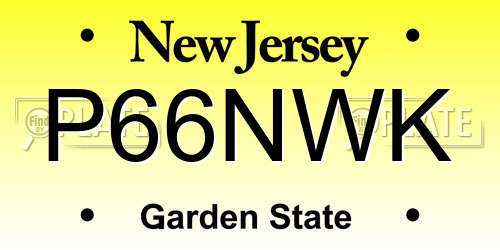 P66NWK New Jersey License Plate
