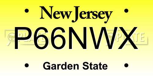 P66NWX New Jersey License Plate